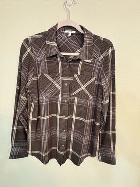 Maurice’s- Plaid Button-Up Shirt in Brown and Pink - XS